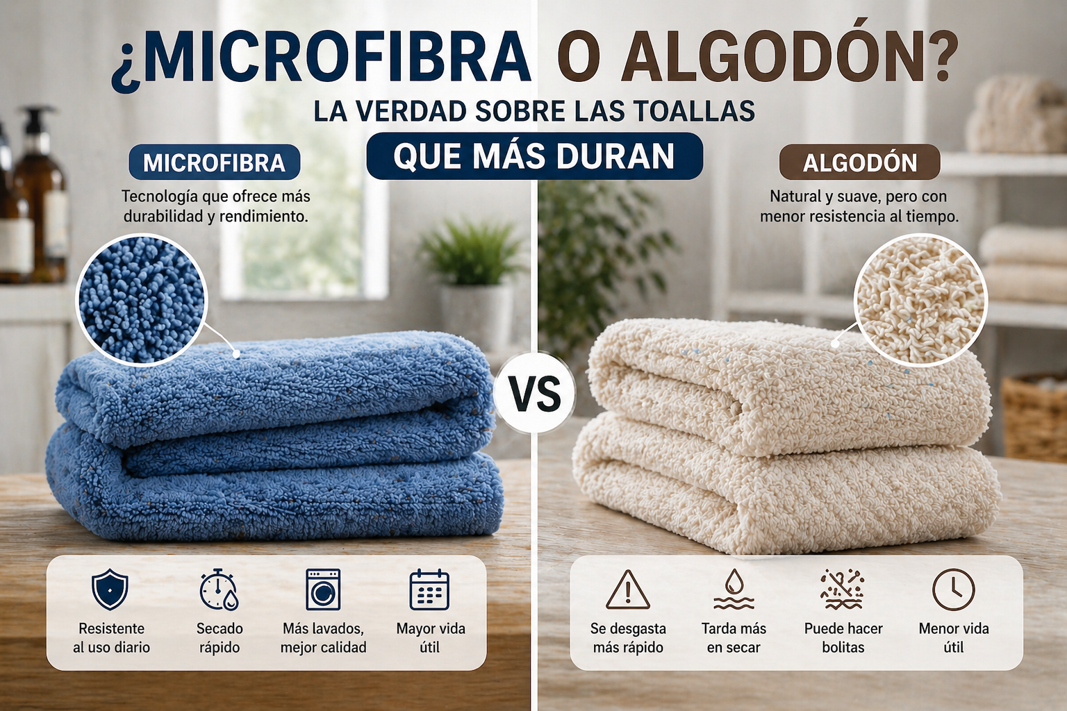 ¿Microfibra o algodón? La verdad sobre las toallas que más duran