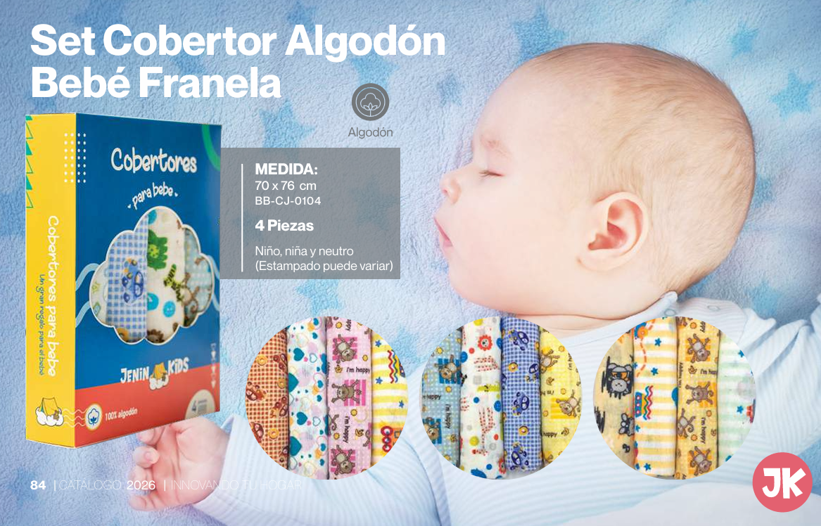 Set Cobertor Algodón Bebé Franela