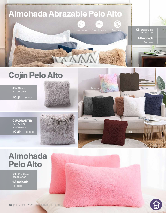 Almohada y cojin pelo alto