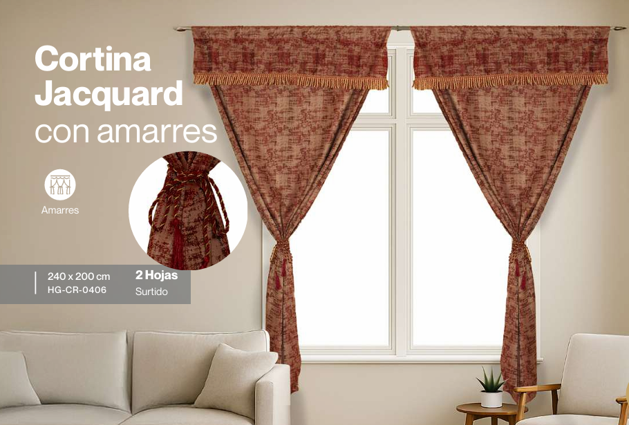 Cortina Jacquard con amarres