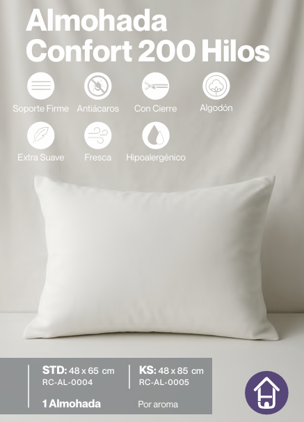 Almohada Comfort 200 hilos de algodón