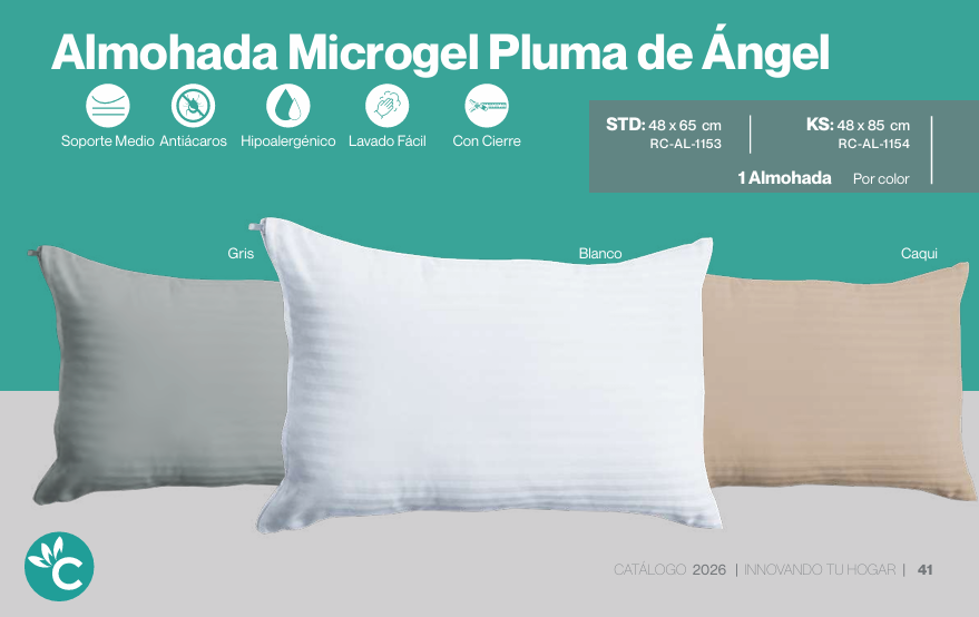 Almohada Microgel Pluma de Ángel con Cierre