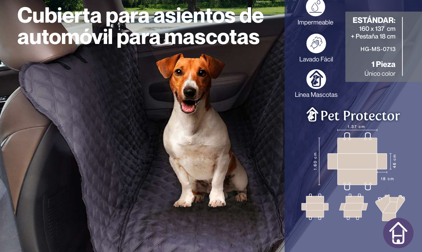 Cubierta para asientos de automóvil para mascotas