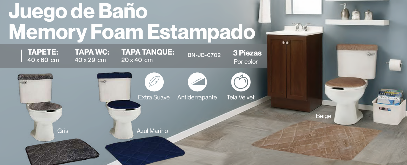 Juego de Baño Memory Foam Estampado