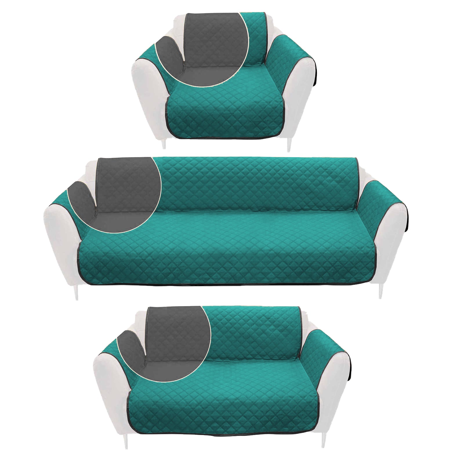 Cubre sofá Ultrasonic 3 piezas Doble Vista Microfibra Poliéster